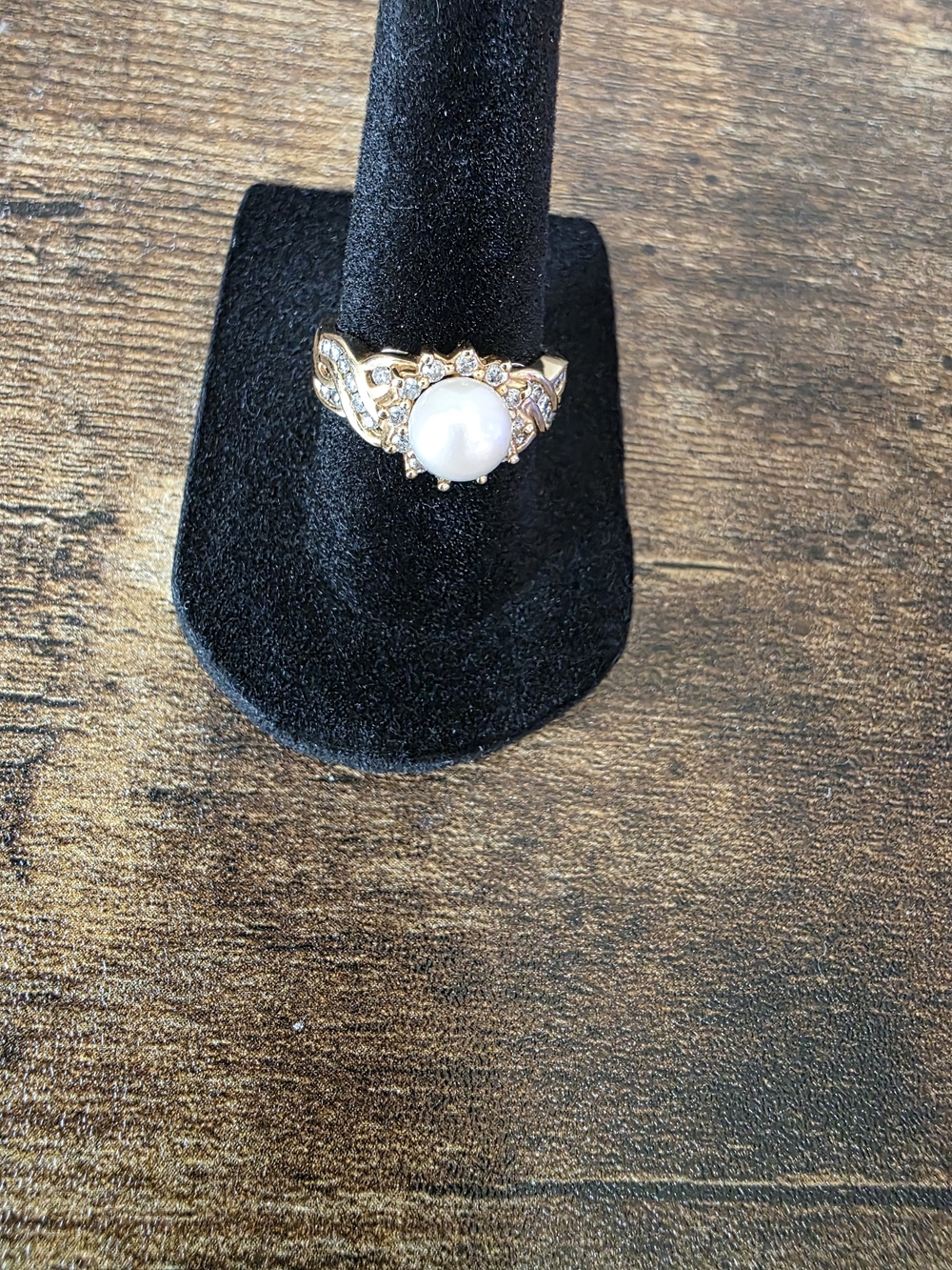 Gold-Tone Pearl and Crystal Accent Ring - Women's Jewelry
